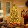image:imageGoplus 5 FT Snow Flocked Christmas Tree Artificial Unlit Hinged Xmas Full Tree with 456 Lush Branch Tips Foldable Metal Stand Home Office Decoration Pink Gradient amp WhiteGreenwarm White