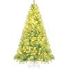 image:imageGoplus 5 FT Snow Flocked Christmas Tree Artificial Unlit Hinged Xmas Full Tree with 456 Lush Branch Tips Foldable Metal Stand Home Office Decoration Pink Gradient amp WhiteLime Green