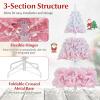 image:imageGoplus 5 FT Snow Flocked Christmas Tree Artificial Unlit Hinged Xmas Full Tree with 456 Lush Branch Tips Foldable Metal Stand Home Office Decoration Pink Gradient amp WhitePink Gradient