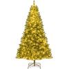 image:imageGoplus 5 FT Snow Flocked Christmas Tree Artificial Unlit Hinged Xmas Full Tree with 456 Lush Branch Tips Foldable Metal Stand Home Office Decoration Pink Gradient amp WhiteGreenwarm White