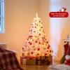 image:imageGoplus 5 FT Snow Flocked Christmas Tree Artificial Unlit Hinged Xmas Full Tree with 456 Lush Branch Tips Foldable Metal Stand Home Office Decoration Pink Gradient amp WhitePinkprelit