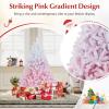 image:imageGoplus 5 FT Snow Flocked Christmas Tree Artificial Unlit Hinged Xmas Full Tree with 456 Lush Branch Tips Foldable Metal Stand Home Office Decoration Pink Gradient amp WhitePink Gradient