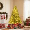 image:imageGoplus 5 FT Snow Flocked Christmas Tree Artificial Unlit Hinged Xmas Full Tree with 456 Lush Branch Tips Foldable Metal Stand Home Office Decoration Pink Gradient amp WhiteGreenwarm White