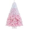 image:imageGoplus 5 FT Snow Flocked Christmas Tree Artificial Unlit Hinged Xmas Full Tree with 456 Lush Branch Tips Foldable Metal Stand Home Office Decoration Pink Gradient amp WhitePink Gradient