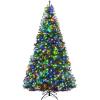 image:imageGoplus 5 FT Snow Flocked Christmas Tree Artificial Unlit Hinged Xmas Full Tree with 456 Lush Branch Tips Foldable Metal Stand Home Office Decoration Pink Gradient amp WhiteGreen