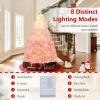 image:imageGoplus 5 FT Snow Flocked Christmas Tree Artificial Unlit Hinged Xmas Full Tree with 456 Lush Branch Tips Foldable Metal Stand Home Office Decoration Pink Gradient amp WhitePinkprelit