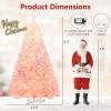 image:imageGoplus 5 FT Snow Flocked Christmas Tree Artificial Unlit Hinged Xmas Full Tree with 456 Lush Branch Tips Foldable Metal Stand Home Office Decoration Pink Gradient amp WhitePinkprelit