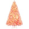 image:imageGoplus 5 FT Snow Flocked Christmas Tree Artificial Unlit Hinged Xmas Full Tree with 456 Lush Branch Tips Foldable Metal Stand Home Office Decoration Pink Gradient amp WhitePink