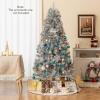 image:imageGoplus 5 FT Snow Flocked Christmas Tree Artificial Unlit Hinged Xmas Full Tree with 456 Lush Branch Tips Foldable Metal Stand Home Office Decoration Pink Gradient amp WhiteSilver