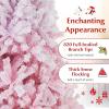 image:imageGoplus 5 FT Snow Flocked Christmas Tree Artificial Unlit Hinged Xmas Full Tree with 456 Lush Branch Tips Foldable Metal Stand Home Office Decoration Pink Gradient amp WhitePink Gradient