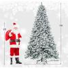 image:imageGoplus 5 FT Snow Flocked Christmas Tree Artificial Unlit Hinged Xmas Full Tree with 456 Lush Branch Tips Foldable Metal Stand Home Office Decoration Pink Gradient amp WhiteSnowy