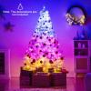 image:imageGoplus 5 FT Snow Flocked Christmas Tree Artificial Unlit Hinged Xmas Full Tree with 456 Lush Branch Tips Foldable Metal Stand Home Office Decoration Pink Gradient amp WhiteWhite