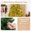 image:imageGoplus 5 FT Snow Flocked Christmas Tree Artificial Unlit Hinged Xmas Full Tree with 456 Lush Branch Tips Foldable Metal Stand Home Office Decoration Pink Gradient amp WhiteGreenwarm White