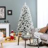 image:imageGoplus 5 FT Snow Flocked Christmas Tree Artificial Unlit Hinged Xmas Full Tree with 456 Lush Branch Tips Foldable Metal Stand Home Office Decoration Pink Gradient amp WhiteSnowy