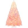 image:imageGoplus 5 FT Snow Flocked Christmas Tree Artificial Unlit Hinged Xmas Full Tree with 456 Lush Branch Tips Foldable Metal Stand Home Office Decoration Pink Gradient amp WhitePinkprelit