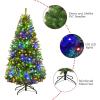 image:imageGoplus 5 FT Snow Flocked Christmas Tree Artificial Unlit Hinged Xmas Full Tree with 456 Lush Branch Tips Foldable Metal Stand Home Office Decoration Pink Gradient amp WhiteGreen