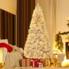 image:imageGoplus 5 FT Snow Flocked Christmas Tree Artificial Unlit Hinged Xmas Full Tree with 456 Lush Branch Tips Foldable Metal Stand Home Office Decoration Pink Gradient amp WhiteSilver