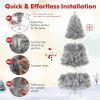 image:imageGoplus 5 FT Snow Flocked Christmas Tree Artificial Unlit Hinged Xmas Full Tree with 456 Lush Branch Tips Foldable Metal Stand Home Office Decoration Pink Gradient amp WhiteSilver