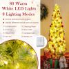 image:imageGoplus 7 FT PreLit Spiral Christmas Tree Artificial Xmas Tree with 791 Branch Tips 220 Warm White LED Lights 8 Modes 60 Pine Cones Red Berries Metal Stand Home Office Party Holiday DecorationGreen With Snow
