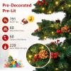 image:imageGoplus 7 FT PreLit Spiral Christmas Tree Artificial Xmas Tree with 791 Branch Tips 220 Warm White LED Lights 8 Modes 60 Pine Cones Red Berries Metal Stand Home Office Party Holiday DecorationGreen With Pine Cones