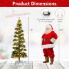 image:imageGoplus 7 FT PreLit Spiral Christmas Tree Artificial Xmas Tree with 791 Branch Tips 220 Warm White LED Lights 8 Modes 60 Pine Cones Red Berries Metal Stand Home Office Party Holiday DecorationGreen With Pine Cones
