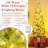 image:imageGoplus 7 FT PreLit Spiral Christmas Tree Artificial Xmas Tree with 791 Branch Tips 220 Warm White LED Lights 8 Modes 60 Pine Cones Red Berries Metal Stand Home Office Party Holiday DecorationGreen With Snow