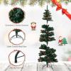 image:imageGoplus 7 FT PreLit Spiral Christmas Tree Artificial Xmas Tree with 791 Branch Tips 220 Warm White LED Lights 8 Modes 60 Pine Cones Red Berries Metal Stand Home Office Party Holiday DecorationGreen With Pine Cones