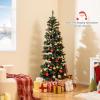 image:imageGoplus 7 FT PreLit Spiral Christmas Tree Artificial Xmas Tree with 791 Branch Tips 220 Warm White LED Lights 8 Modes 60 Pine Cones Red Berries Metal Stand Home Office Party Holiday DecorationGreen With Pine Cones