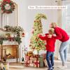image:imageGoplus 7 FT PreLit Spiral Christmas Tree Artificial Xmas Tree with 791 Branch Tips 220 Warm White LED Lights 8 Modes 60 Pine Cones Red Berries Metal Stand Home Office Party Holiday DecorationGreen With Snow