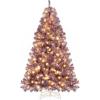 image:imageGoplus 5 FT Snow Flocked Christmas Tree Artificial Unlit Hinged Xmas Full Tree with 456 Lush Branch Tips Foldable Metal Stand Home Office Decoration Pink Gradient amp WhitePurple