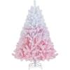 image:imageGoplus 5 FT Snow Flocked Christmas Tree Artificial Unlit Hinged Xmas Full Tree with 456 Lush Branch Tips Foldable Metal Stand Home Office Decoration Pink Gradient amp WhitePink Gradient