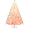 image:imageGoplus 5 FT Snow Flocked Christmas Tree Artificial Unlit Hinged Xmas Full Tree with 456 Lush Branch Tips Foldable Metal Stand Home Office Decoration Pink Gradient amp WhitePinkprelit