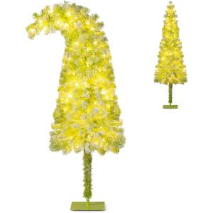image:imageGoplus 7 FT PreLit Spiral Christmas Tree Artificial Xmas Tree with 791 Branch Tips 220 Warm White LED Lights 8 Modes 60 Pine Cones Red Berries Metal Stand Home Office Party Holiday DecorationGreen With Snow