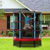 image:imageGoplus 55 Trampoline for Kids ASTM Approved Toddler Trampoline wEnclosure Safety Net Bouncy Jumping Mat Seamless Design Indoor Outdoor Mini Recreational Rebounder for Boys GirlsBlueRed