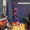 image:imageGoplus 6ft Fiber Optic Artificial Christmas Tree Prelit Premium Spruce Tree with Solid Metal Stand 617 Branch Tips Xmas Full Tree for Indoor Holiday DecorationPencil Tree