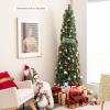 image:imageGoplus 6ft Fiber Optic Artificial Christmas Tree Prelit Premium Spruce Tree with Solid Metal Stand 617 Branch Tips Xmas Full Tree for Indoor Holiday DecorationPencil Tree