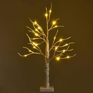image:imageGoplus 4ft Lighted Twig Birch Tree with 48 Warm White LED Fairy Lights PreLit Artificial Christmas Tree White Birch Tree Indoor Outdoor Home Thanksgiving Christmas Holiday Decoration2 FT