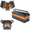 image:imageGoplus 22Inch Metal Tool Box 3Layer 5Tray Portable Folding Tool Chest Organizer with Handle amp Lock Hole Cantilever Toolbox for Garage Trunk Household Office Powder Coated SteelMix