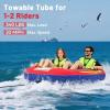 image:imageGoplus Towable Tube for Boating 1213 Person Inflatable Boat Tube wQuick Connector Drainage Cockpits Floating Raft Water Sports Towables for Youth AdultRedBlue  Large Seat