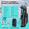 image:imageGoplus Complete Golf Club Set for Women 12 Pieces Right Hand Ladies Golf Clubs w 1 Driver 3 Fairway 5 Hybrid 5 6 7 8 9 P amp S Irons Putter Golf Stand BagBlackMint