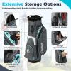 image:imageGoplus Golf Cart Bag Lightweight Portable Golf Bag with 14Way Divider Top 6 Zippered Pockets with Cooler Pocket Rain Hood Adjustable Shoulder Strap for Men WomenGreyBlue
