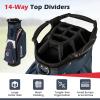 image:imageGoplus Golf Cart Bag Lightweight Portable Golf Bag with 14Way Divider Top 6 Zippered Pockets with Cooler Pocket Rain Hood Adjustable Shoulder Strap for Men WomenNavyRed