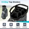 image:imageGoplus Golf Cart Bag Lightweight Portable Golf Bag with 14Way Divider Top 6 Zippered Pockets with Cooler Pocket Rain Hood Adjustable Shoulder Strap for Men WomenGreyBlue