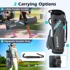 image:imageGoplus Golf Cart Bag Lightweight Portable Golf Bag with 14Way Divider Top 6 Zippered Pockets with Cooler Pocket Rain Hood Adjustable Shoulder Strap for Men WomenGreyBlue