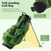 image:imageGoplus Golf Stand Bag Lightweight Golf Club Bag with 8Way Top Dividers Rain Hood 5 Pockets Detachable Dual StrapHandles Portable Golf Carry Bag for Men WomenMilitary Green