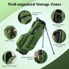 image:imageGoplus Golf Stand Bag Lightweight Golf Club Bag with 8Way Top Dividers Rain Hood 5 Pockets Detachable Dual StrapHandles Portable Golf Carry Bag for Men WomenMilitary Green