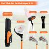 image:imageGoplus Junior Complete Golf Clubs Set for Kids Right Hand Golf Clubs wStand Bag 165CC 3 Fairway 7 amp 9 Irons Putter Head Cover Rain Hood Boys Girls Aged 8101113Orange  Aged 810
