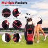 image:imageGoplus Lightweight Golf Cart Bag Molded Lock Top Golf Club Bag w14Way Full Length Organizer Dividers 11 Pockets Cooler Bag Straps Umbrella Holder amp Rain Hood for Men WomenBlackRed