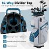 image:imageGoplus Lightweight Golf Cart Bag Molded Lock Top Golf Club Bag w14Way Full Length Organizer Dividers 11 Pockets Cooler Bag Straps Umbrella Holder amp Rain Hood for Men WomenGreyNavy