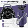 image:imageGoplus Lightweight Golf Cart Bag Molded Lock Top Golf Club Bag w14Way Full Length Organizer Dividers 11 Pockets Cooler Bag Straps Umbrella Holder amp Rain Hood for Men WomenPurpleGrey